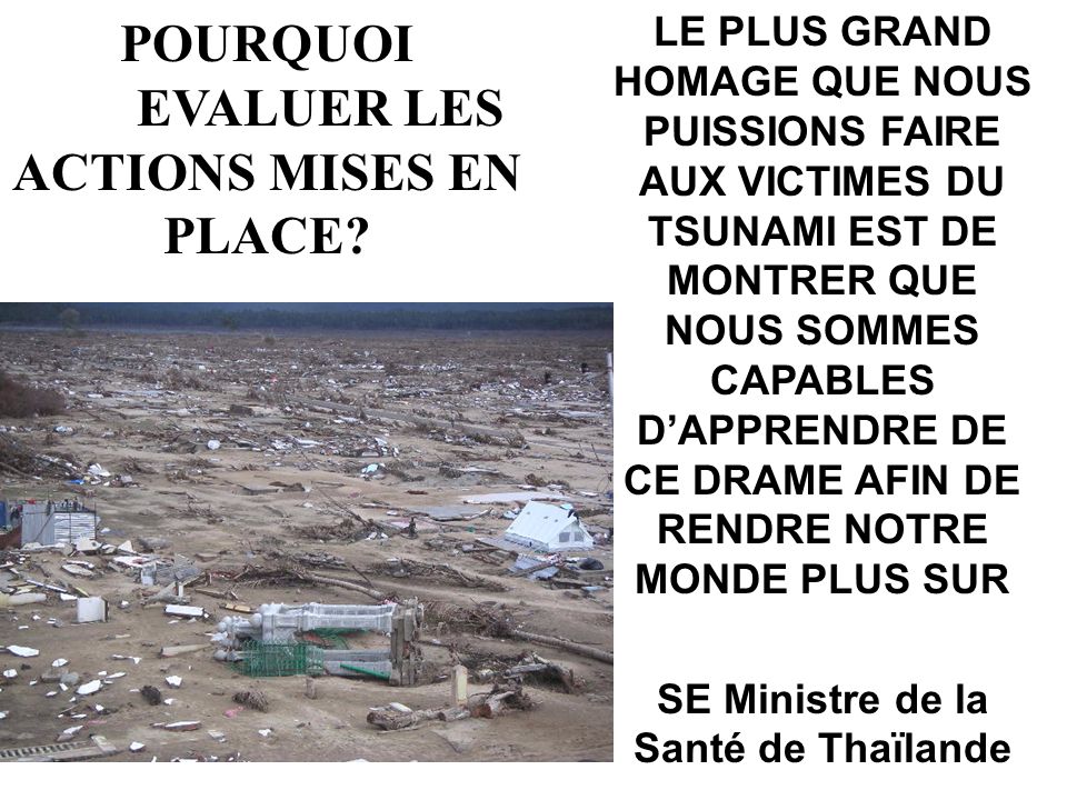 Evaluation De Lassistance Francaise Mise En Place Apres Le Tsunami